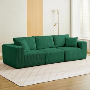 108" Cloud Couch Modular Sectional Sofa with Deep Seat Modern 3-Seater for Living Room Apartments & Small Spaces, No Assembly Required, Green - 1 of 4