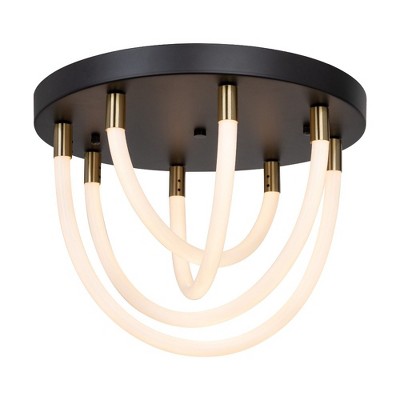 Cascata Black and Brushed Brass LED Semi-Flush Mount Light