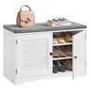 3-Tier Shoe Storage Bench with Cushion, 31.9 Inch Entryway Seat with Adjustable Shelves and Doors, Cloud White - 3 of 4