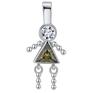 Baby Boy Birthstone Charm for Mom |Girl Birthday Kids for Family Tree Grandma Grandkids Necklace by Ginger Lyne CZ  Sterling Silver - 1 of 4