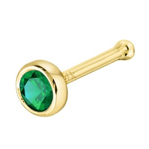 Jewelry Avalanche 22G 14K Gold Bezel-set Emerald Ball-end Nose Stud - 1 of 3