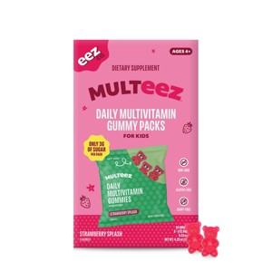 The Eez Co. Multeez Organic Daily Multivitamin Gummy Packs for Kids - Strawberry Splash - 3.2oz/8pk - 1 of 4
