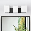 PAKOKULA 3-Light Black Bathroom Vanity Light with White Rectangular Fabric Shade - 2 of 4