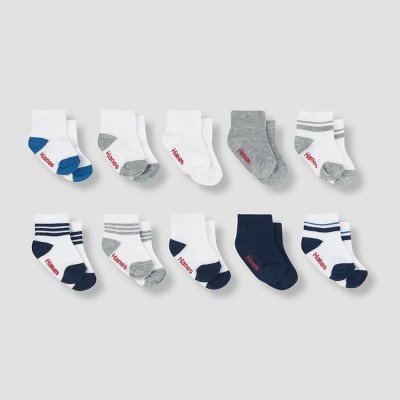 Hanes Toddler Boys' 10pk Athletic Socks - Colors Vary 12-24M