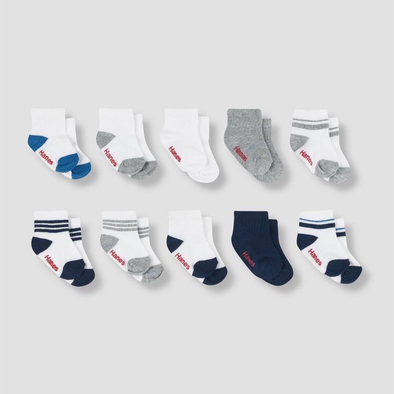 Hanes Toddler Boys' 10pk Athletic Socks - Colors May Vary, 1 of 7