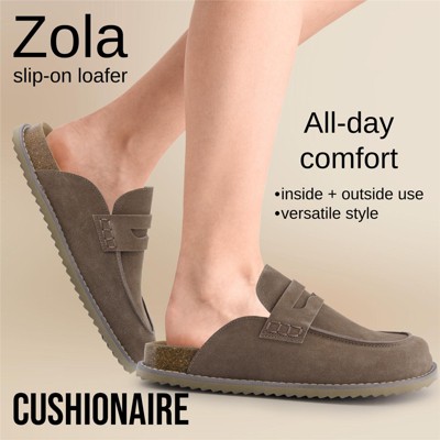 CUSHIONAIRE Zola Women’s Penny Clog Mule – Suede Slip-On with Memory Foam, Cork Footbed & Flexible Outsole