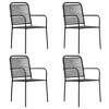 vidaXL Set of 4 Patio Chairs - Modern Retro Style Outdoor Seating, Durable Black Cotton Rope and Powder-Coated Steel, Suitable for Garden, Deck, Patio - 2 of 4