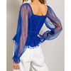 Women's V Neck Mesh Dot Sleeve Blouse - ee:some - 3 of 4
