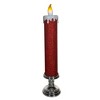 Kurt Adler 19.63-Inch Battery Operated Red Glittered Candle with Warm White LED Flicker Flame - 2 of 4