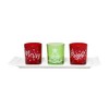 HomeRoots Set of Four Red Green And White Glass Christmas Tabletop Candle Holders - 4 of 4