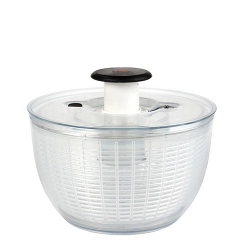 OXO Stainless Steel Salad Spinner with Locking Lid Rubber Bottom 
