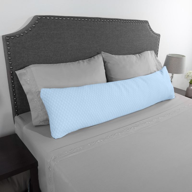 Hastings Home Memory Foam Body Pillow With Hypoallergenic Zippered Protector - Blue, 3 of 8