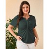 Coolmee Women Plus Size V Neck Button Blouse Short Sleeves Summer Comfy Lightweight Casual Tunic Tops - 3 of 4