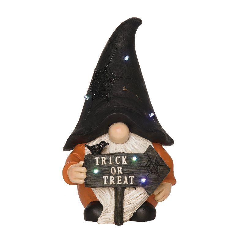 Transpac Resin 13.5 in. Black Halloween Light Up Spooky Gnome Decor, 1 of 2