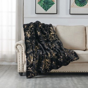 NicBex Luxury Chinchilla Faux Fur Gilded Throw Blanket for Bed Chair Sofa - 1 of 4