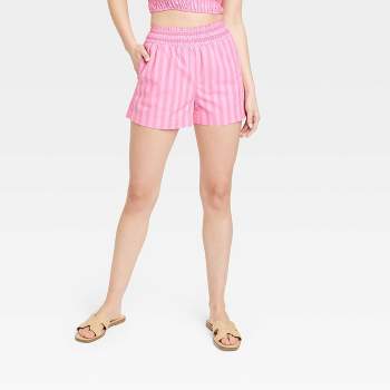 Perfectly Posted Bright Pink Linen High Waisted Shorts