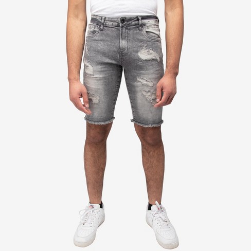 Raw X Men's Denim Shorts, Rips Distress Frayed Cut Off Slim Fit Jeans Short  In Bleach Size 36 : Target