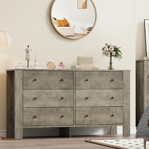 Large 6-Drawer Dresser - Modern Wooden Chest with Deep Storage & Metal Knobs, Double Dresser for Bedroom, Nursery, Entryway & Hallway - 1 of 4