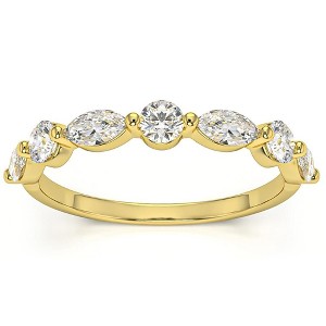 Pompeii3 1Ct Marquise & Round Diamond Wedding Ring in White, Yellow, or Rose Gold - 1 of 2
