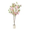 5FT Tall Artificial Bougainvillea Tree, Faux Flower Tree with Lifelike Flowers, White Planter Fake Bougainvillea Tree for Home Living Room Decor - 3 of 4