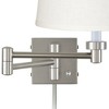 Possini Euro Design Modern Swing Arm Wall Lamp with Cord Cover Brushed Nickel Plug-In Light Fixture White Linen Shade for Bedroom - 3 of 4