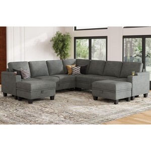 Belffin Chenille U-Shaped 8-Seater Modular Sectional - Convertible Sofa with Hidden Storage & Tool-Free Assembly - 1 of 4