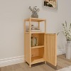 KTMBDW Bathroom Cabinet Freestanding, Bamboo Storage Cabinet 3-Tier Floor Cupboard with Door and Shelf for Small Spaces, Bathroom, Hallway, Natural - 3 of 4