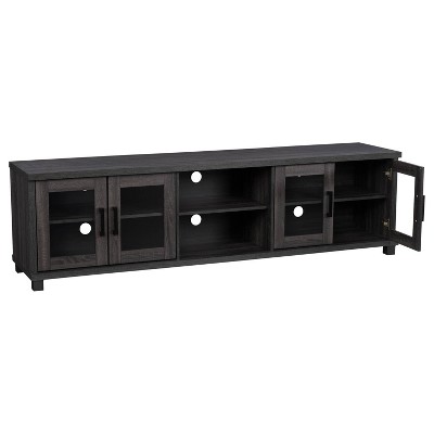 Fremont 84" Dark Gray Engineered Wood TV Stand with Glass Cabinets