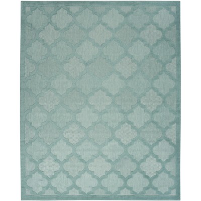 Aqua Teal Trellis 7' x 10' Flat Woven Synthetic Area Rug