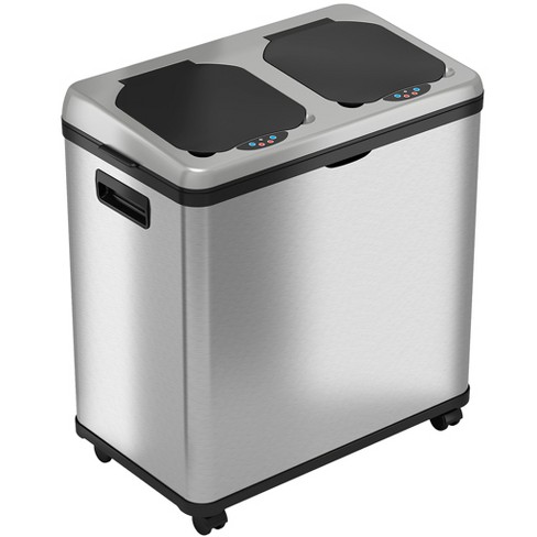 Itouchless Rolling Sensor Kitchen Trash Can And Recycle Bin With Wheels ...