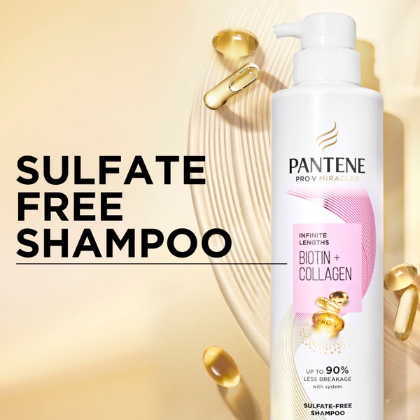 Pantene Pro-V Miracles Infinite Lengths Biotina + Colágeno Champú Sin Sulfatos - 13.5 fl oz: Crecimiento Capilar, Limpieza Básica, Fortalecimiento 6