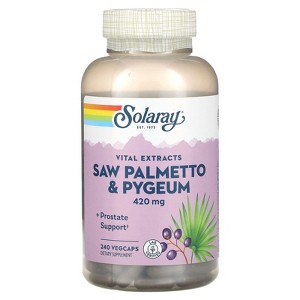 Solaray Vital Extracts, Saw Palmetto & Pygeum, 420 mg, 240 VegCaps - 1 of 2