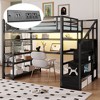 TUYOHW Full Size Loft Bed with Storage Staircase & Wardrobe,Metal Loft Bed with Desk,Storage Shelves,Charge Station,LED Lights for Teens & Adults - 2 of 4