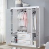 Livelylodge 74" Tall Freestanding 4-Doors 2-Drawers Wooden Wardrobe Armoire - White - image 3 of 4