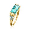 Ross-Simons Turquoise and 0.70 ct. t.w. Sky Blue Topaz Ring in 18kt Gold Over Sterling - 3 of 4