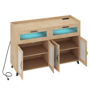 COZONY Rattan Buffet Cabinet with Storage, Multifunctional Sideboard with 4 Doors and 2 Drawers for Dining Room Living Room Kitchen - 1 of 4