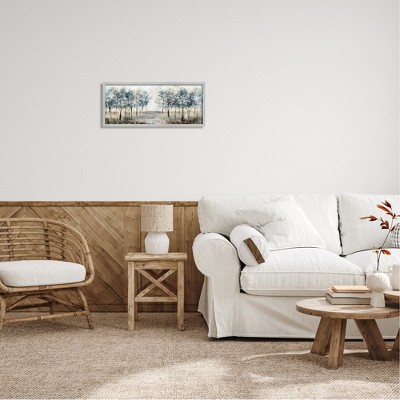 Gray Framed Modern Tree Grove Canvas Print, 24" x 10"