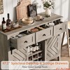 47.2'' /59''Farmhouse Buffet Cabinet w/ Sliding Barn Door, 33.4'' Tall Rustic Sideboard w/ 3 Drawer, Adjustable Shelf and Removable Wine Rack - 3 of 4