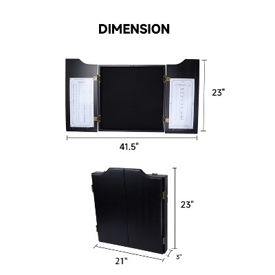 Hudson Black Solid Pine Dartboard Cabinet with Scoreboard