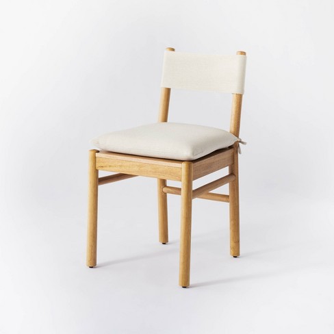 Emery Wood Dining Chair With Upholstered Seat And Sling Back Natural