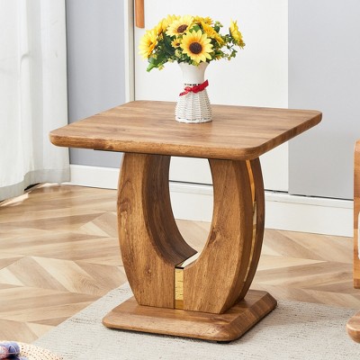 VYNXARIA Modern Minimalist Wood Texture Sticker-Patterned MDF Square side table