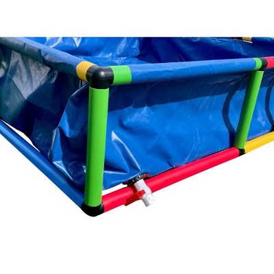 Funphix Buildable Blue Plastic Swimming Pool with Safety Steps