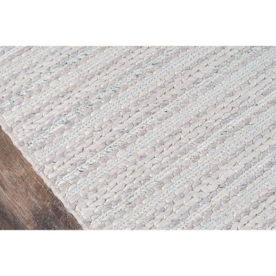 Handmade Light Gray Wool and Viscose Striped Accent Rug 2' x 3'