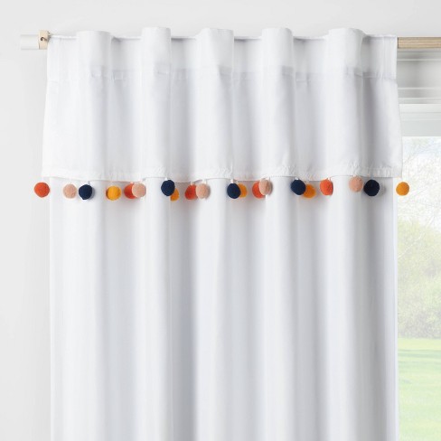 84 Blackout Tassel Kids' Curtain Panel White/black - Pillowfort™ : Target