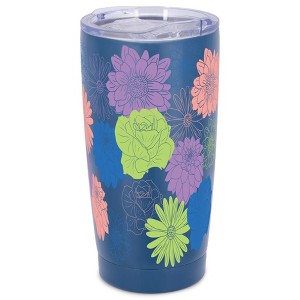 Elanze Designs Daisy Dahlia Rose Bright & Bold Flowers Wrap-Around Design 20 Ounce Stainless Steel On-The-Go Coffee Mug, Thermal Travel Tumbler with - 1 of 4