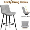 Brown Leather Counter Height Bar Stools Set of 2  Modern Counter Stools for Dining Room Kitchen Islands - 3 of 4