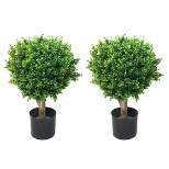 Nature Spring Large 24-in Artificial Hedyotis Topiary Trees - Set of 2