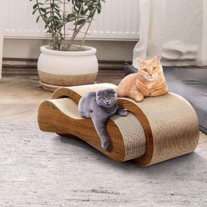 CHEERFUN 2 in 1 Cat Scratcher Cardboard Lounge Bed, Cat Scratching Board, Durable Board Pads Prevents Furniture Damage,Large - 1 of 4