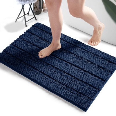 Deconovo Striped Chenille Non Slip Bath Mat Soft Absorbent