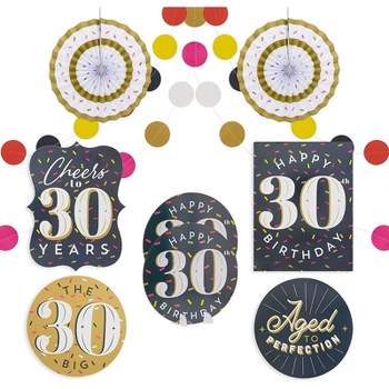 Sparkle and Bash 12 Pieces 30th Birthday Party Supplies, Table Centerpieces, Wall Ceiling Decorations Confetti String